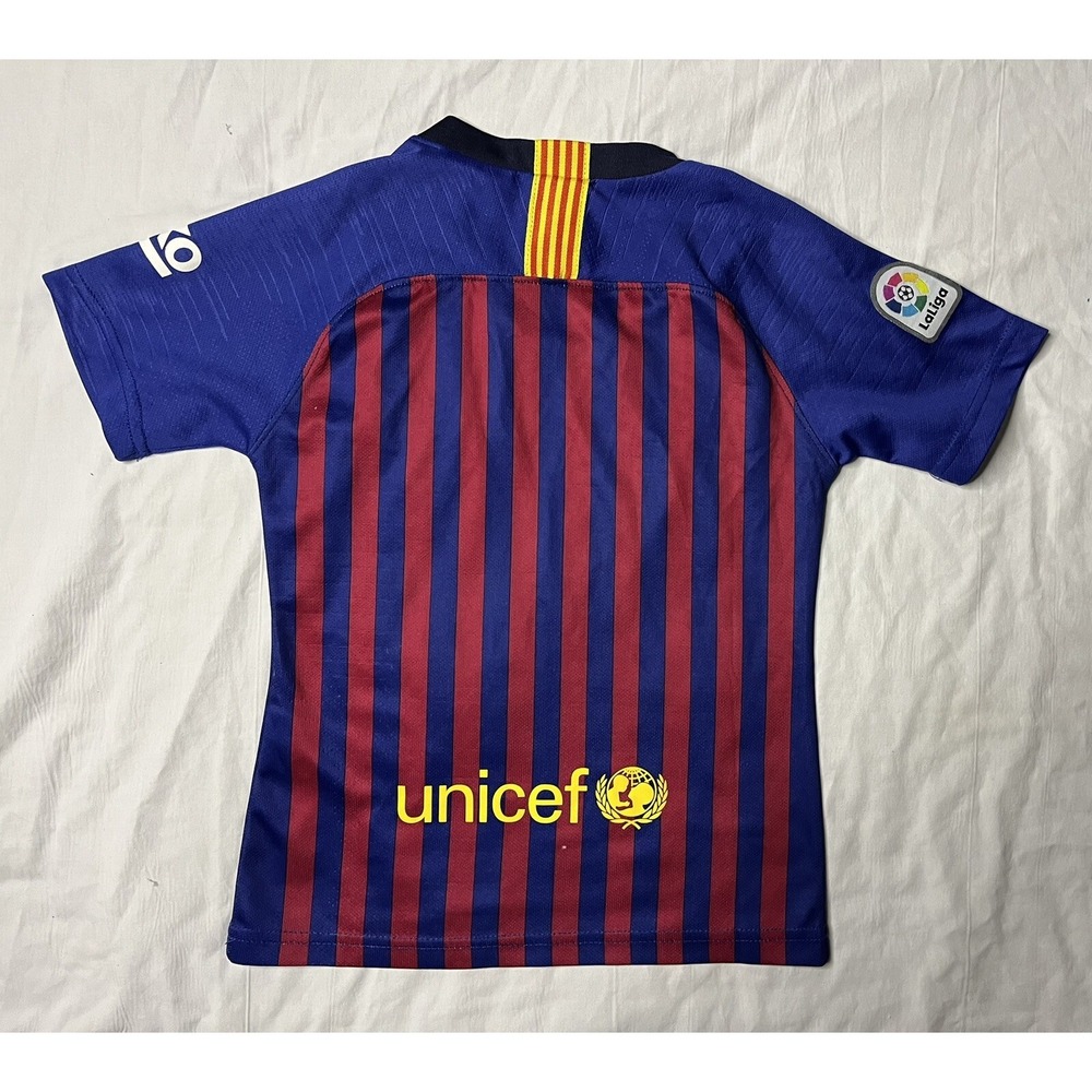 Nike Dri Fit Barcelona Rakuten Jersey Children's Size 24 Red Blue Stripe Soccer - Picture 10 of 10